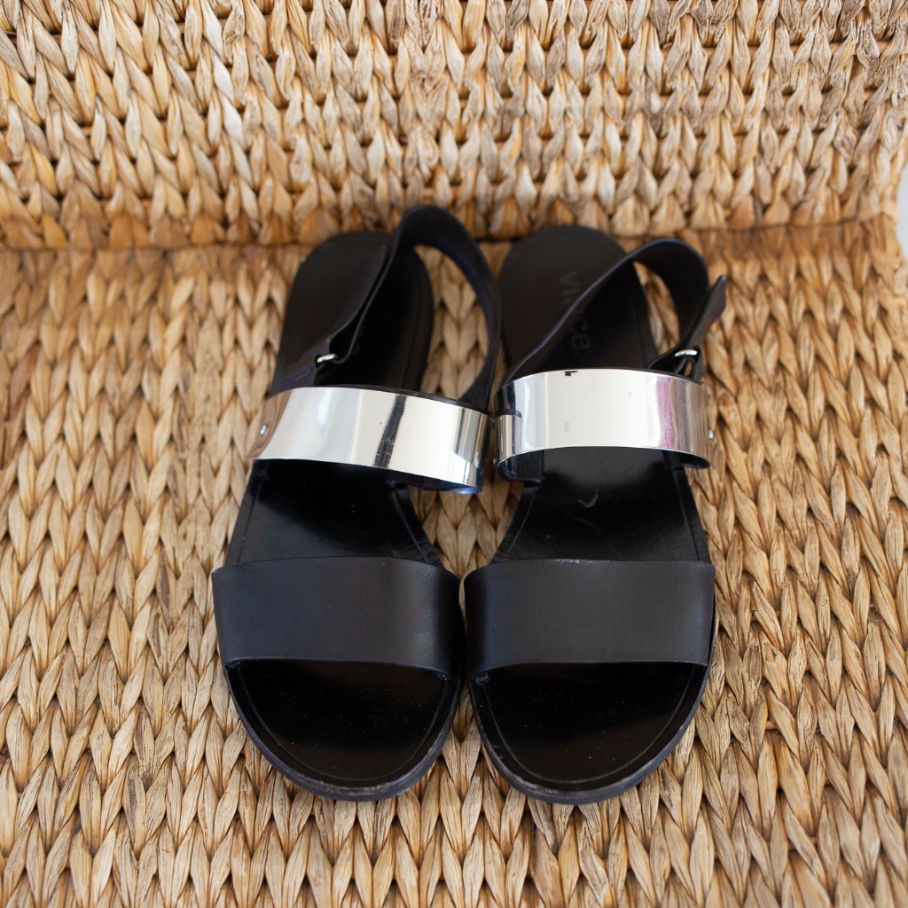 Vince Ciara Metal Silver Sandal Flat